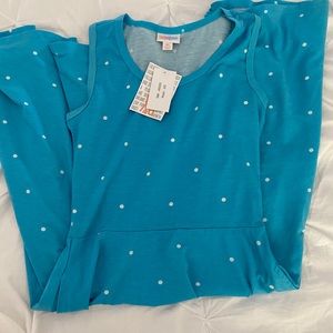 Lularoe Nicki dress (blue with white polka dots)
